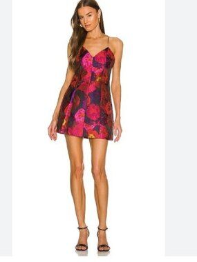 Alice + Olivia Tayla floral-print jacquard mini dress.